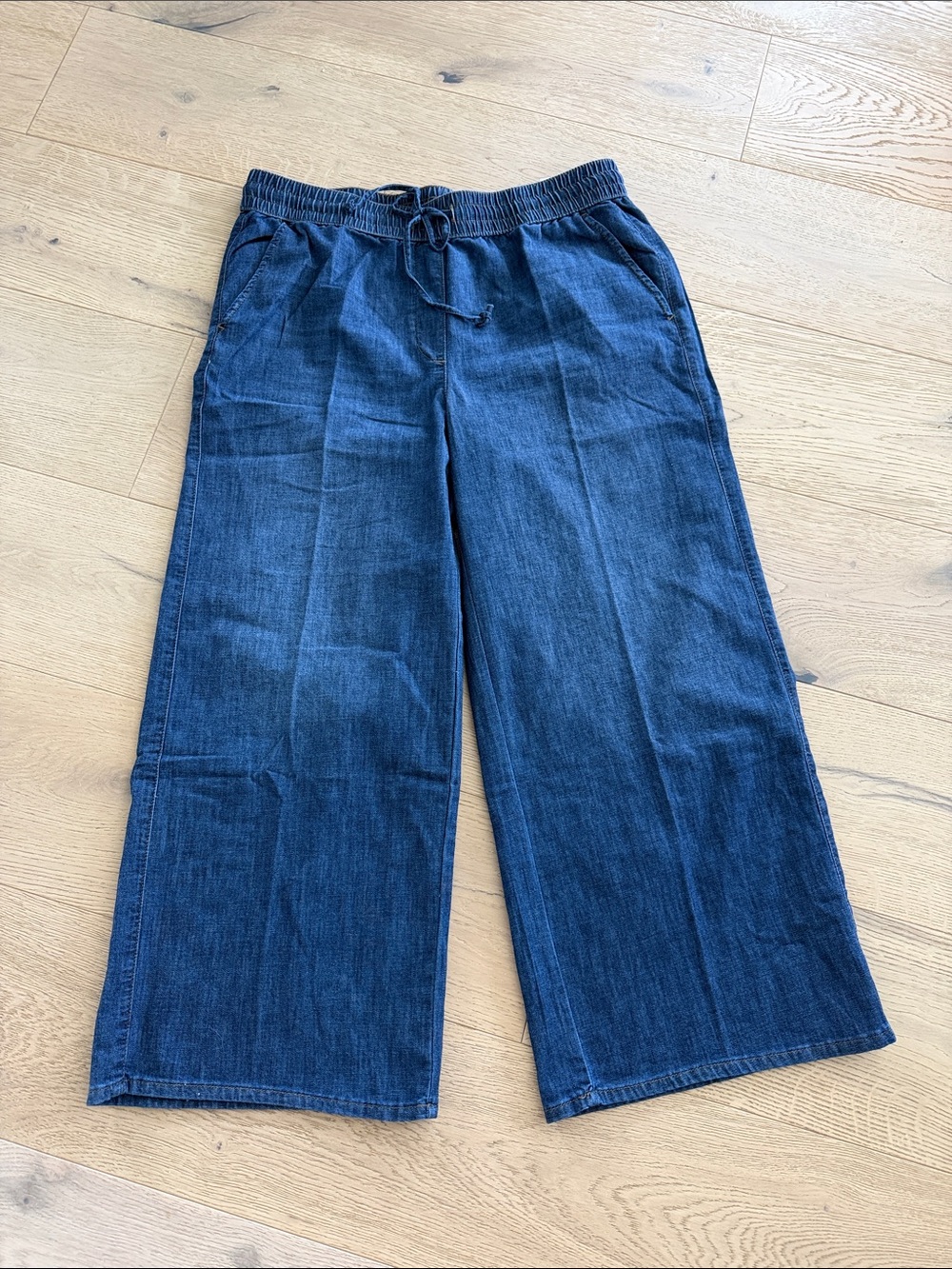 Chico's Wide Leg Pants Summer Denim Pull On Ankle Chico's Size 2P = US 12P